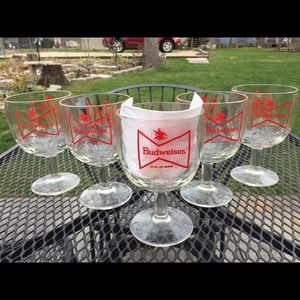5 Budweiser Thumb Print Chalice Goblets